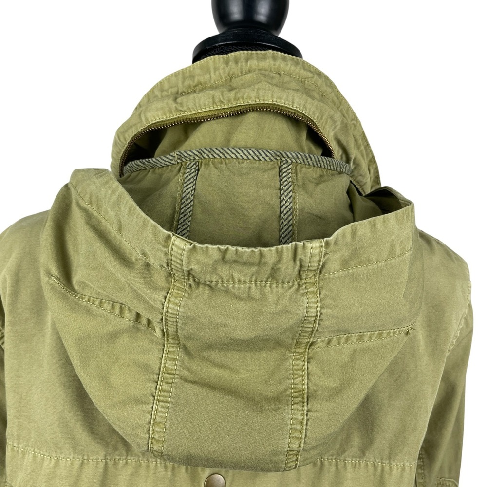 J.Crew Women's Utility Jacket Large Olive Green Military Hooded Full Zip Cotton - Picture 5 of 14